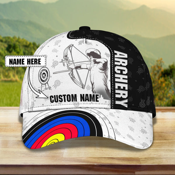 Maxcorners Archery Black And White Personalized Name Cap