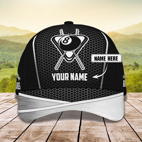 Maxcorners Billiard Lover Personalized Name 3D Over Printed Cap