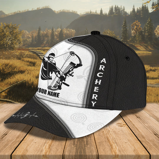 Maxcorners Archery White And Black Leather Personalized Name Cap