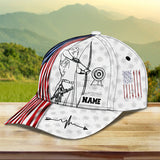 Maxcorners Archery US Flag White Personalized Name Cap