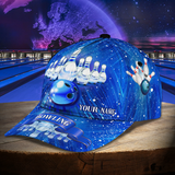 Maxcorners Blue Bowling Classic Personalized Name 3D Cap