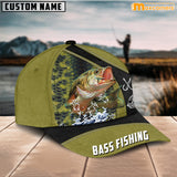 Maxcorners Personalized Take A Bite Green Orange Bass Fishing Cap