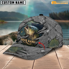 Maxcorners Bass Fishing Personalized Name 3D Over Printed Cap