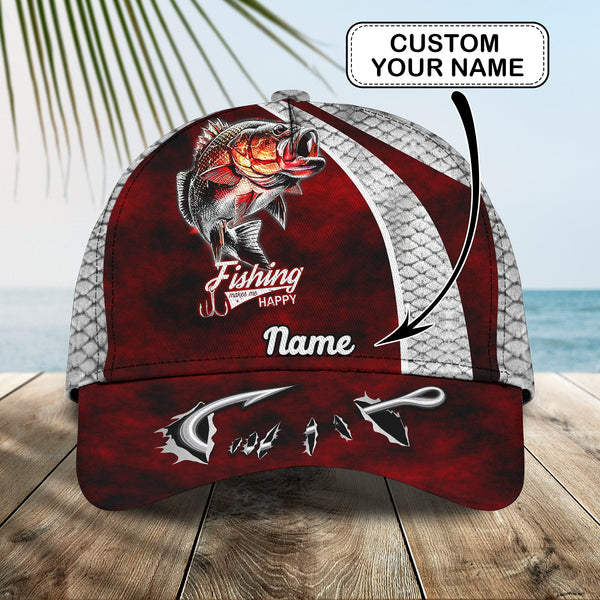 Maxcorners Bass Fishing Personalized Name Cap