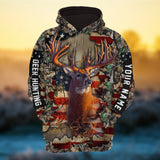 Max Corners Cracked Deer Hunting US Flag Pattern Style 4 Hunting Personalized 3D Hoodie