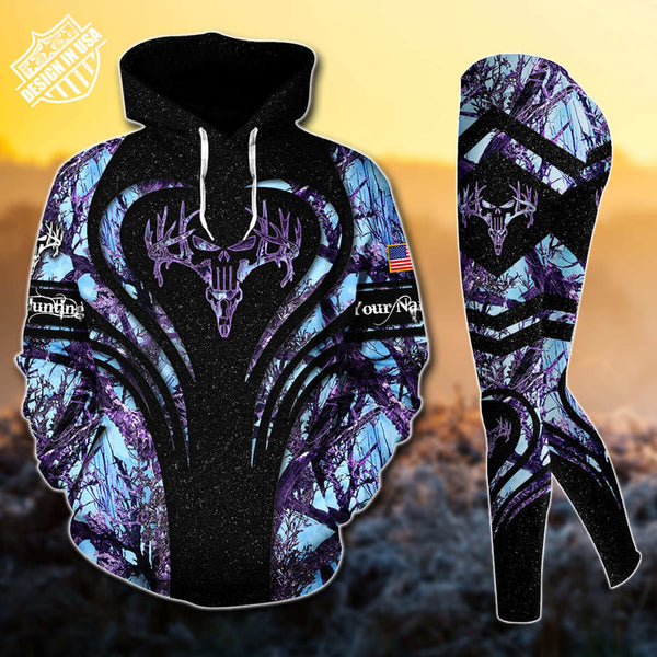 Max Corner Deer Hunting Skull Pattern Personalized 3D Style 4 Combo Hoodie & Legging Set