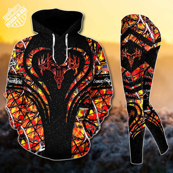 Max Corner Deer Hunting Skull Pattern Personalized 3D Style 6 Combo Hoodie & Legging Set