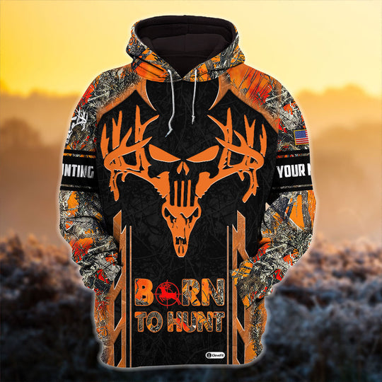 Maxcorners Custom Name Eternity Born To Hurn Iron Skull Deer Hunting  3D