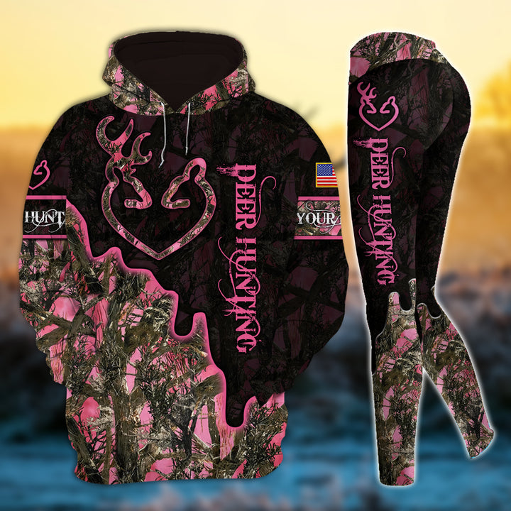 Max Corner Cool Deer Hunting Heart Line Personalized 3D Style 7 Combo Hoodie & Legging Set