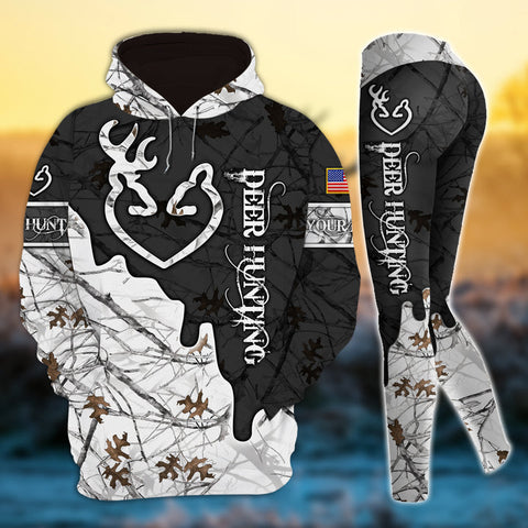 Max Corner Cool Deer Hunting Heart Line Personalized 3D Style 6 Combo Hoodie & Legging Set