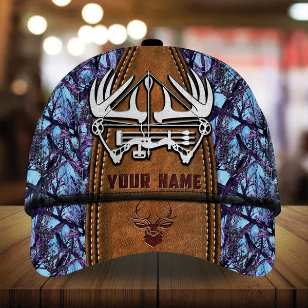 Max Corners Unique Leather Bow Pattern Deer Hunting 3D Multicolor Personalized Cap