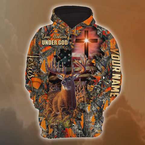 Max Corners Premium One Nation Under God Style 1 Hunting Personalized 3D Hoodie