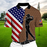 Max Corners Coolest US Golf Player Multicolor Personalized 3D Golf Polo Shirt