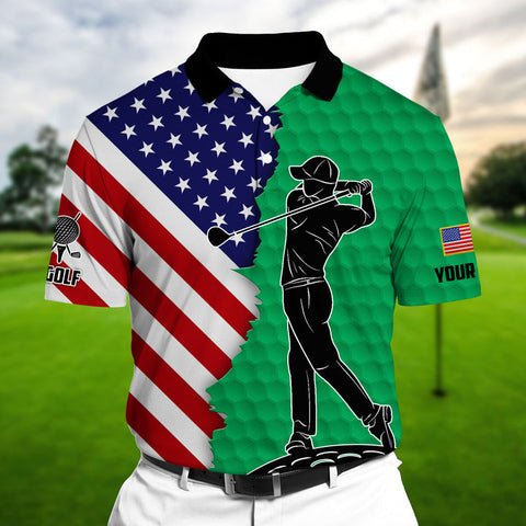 Max Corners Coolest US Golf Player Multicolor Personalized 3D Golf Polo Shirt