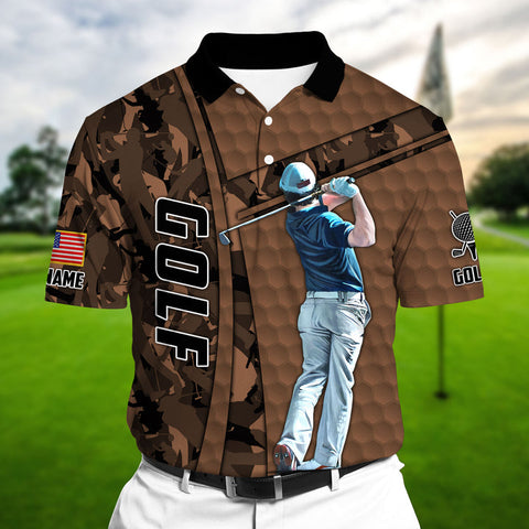 Max Corners Camo Golf Player Multicolor Personalized 3D Golf Polo Shirt