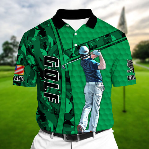 Max Corners Camo Golf Player Multicolor Personalized 3D Golf Polo Shirt