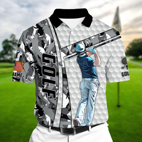 Max Corners Camo Golf Player Multicolor Personalized 3D Golf Polo Shirt