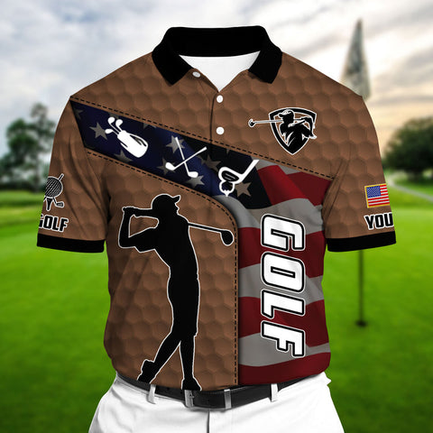 Max Corners Classic US Golf Man Multicolor Personalized 3D Golf Polo Shirt