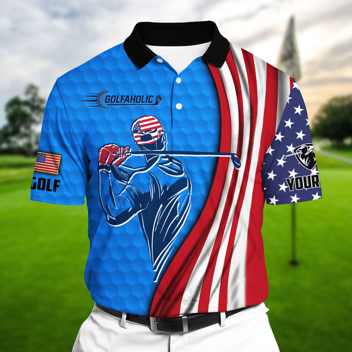 Max Corners Cool Golf Man US Multicolor Personalized 3D Golf Polo Shirt