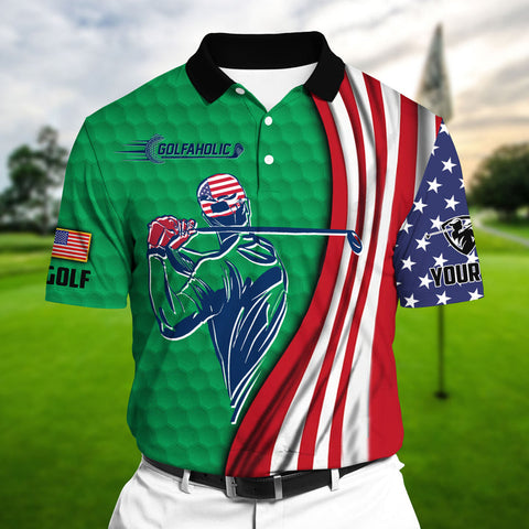 Max Corners Cool Golf Man US Multicolor Personalized 3D Golf Polo Shirt