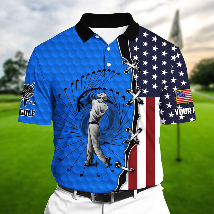 Max Corners Best US Folf Player Multicolor Personalized 3D Golf Polo Shirt