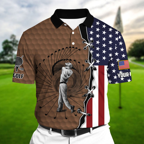 Max Corners Best US Folf Player Multicolor Personalized 3D Golf Polo Shirt