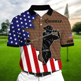 Max Corners Golfaholic US Flag Multicolor Personalized 3D Golf Polo Shirt