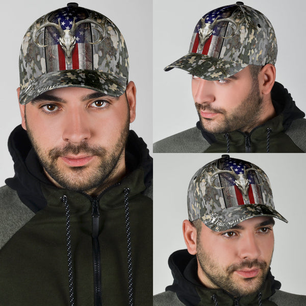 Maxcorners Personalized Name Hunting Classic Cap Skull HM 16