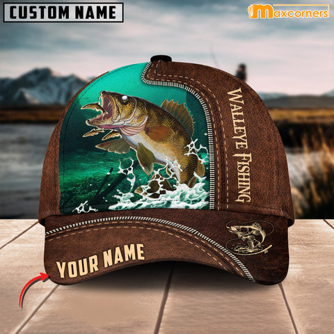 Maxcorners Walleye Fishing Personalized Name 3D Over Printed Cap