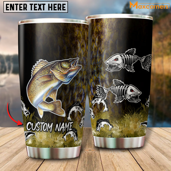 Maxcorners Walleye Fishing Personalized Name Tumbler