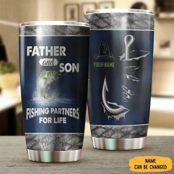 Maxcorners Father And Son Fishing Partners For Life Personalized Name Tumbler