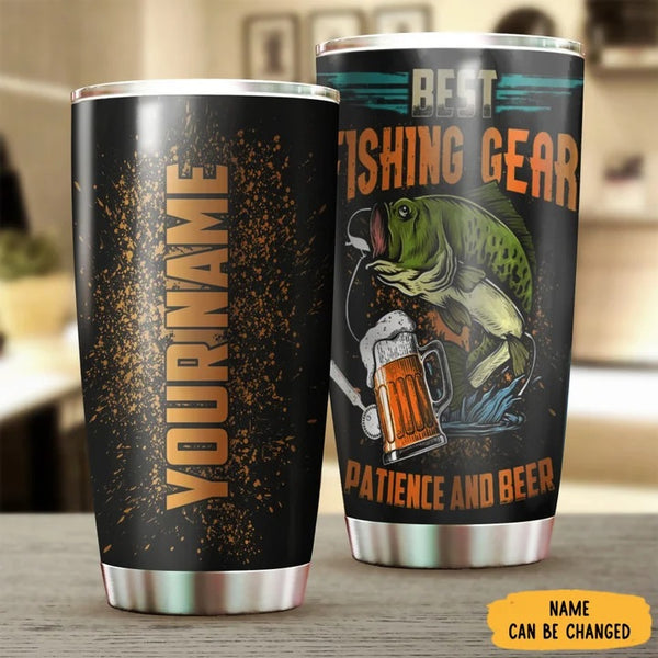 Maxcorners Best Fishing Gear Patience And Beer Tumbler Beer Personalized Name Tumbler