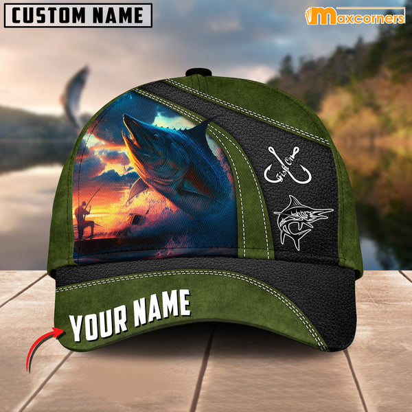 Maxcorners Marlin Fishing Personalized Name 3D Over Printed Cap