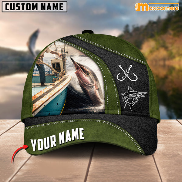 Maxcorners Marlin Fishing Personalized Name 3D Over Printed Cap