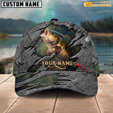 Maxcorners Bass Fishing Personalized Name 3D Over Printed Cap