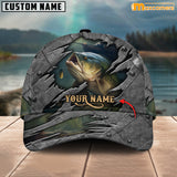 Maxcorners Bass Fishing Personalized Name 3D Over Printed Cap