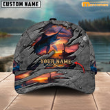 Maxcorners Bass Fishing Personalized Name 3D Over Printed Cap