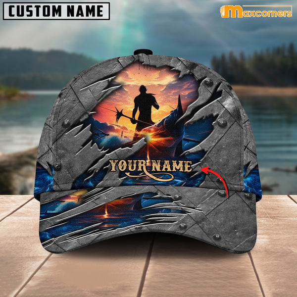 Maxcorners Bass Fishing Personalized Name 3D Over Printed Cap