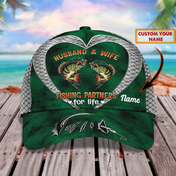 Maxcorners Personalized Name Husband & Wife Fishing Partners For Life Cap