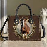 Maxcorners Chestnut Horse All Over Printed Leather-Handbag