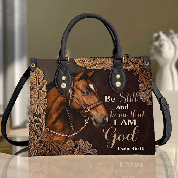 Maxcorners Be Still And Know That I Am God Horse Printed Leather -Handbag