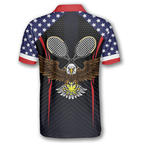 Maxcorners Tennis Eagle American Flag Customized Name All Over Printed Shirt