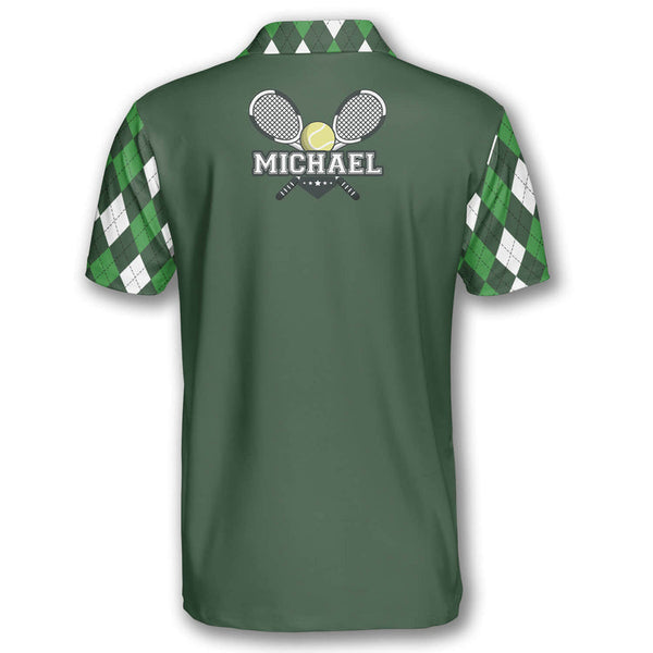 Maxcorners Tennis Heartbeat Pulse Line Green Argyle Plaid Customized Name All Over Printed Shirt