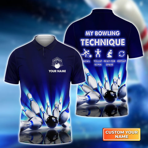 Maxcorners Techinque Neonlights Bowling Customized Name All Over Printed Shirt