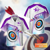 Maxcorners Purple Watercolor Archery Target Board Personalized Name 3D Hawaiian Shirt