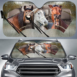 Maxcorners Rainy Driving Funny Horses All Over Printed 3D Sun Shade