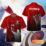 Maxcorners Red Archery Abstract Colorful Animation Personalized Name 3D Hawaiian Shirt