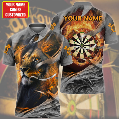 Max Corners Darts board Flame Lion 3D Personalized Sport Jersey Polo Shirt