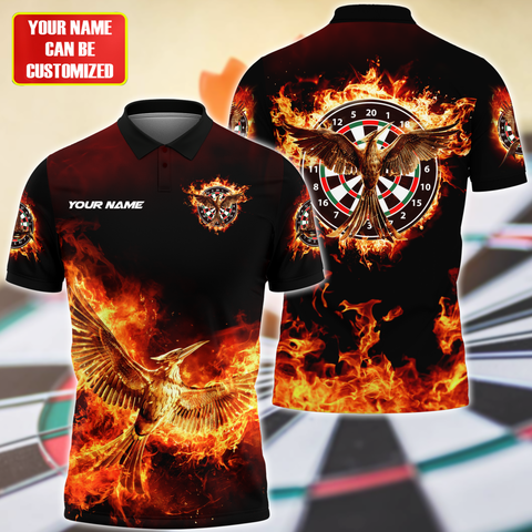 Max Corners Darts board Flame Golden Phoenix 3D Personalized Sport Jersey Polo Shirt