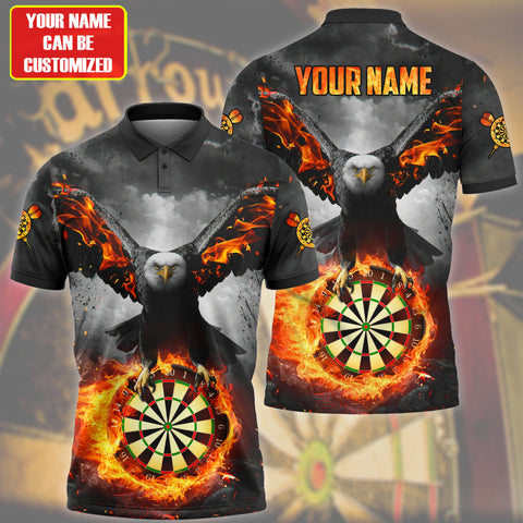 Max Corners Darts board Eagle Rising From Fire 3D Personalized Sport Jersey Polo Shirt